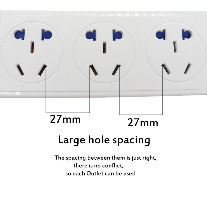 Vairākas strāvas sloksnes 3-6 virzienu kontaktligzda Austrālija Ķīna kontaktligzdas Elektriskās pagarinātāja ligzda Neatkarīgas drošības durvis ar slēdzi