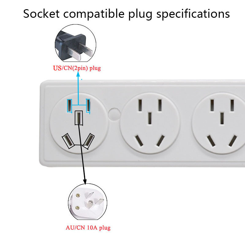 Vairākas strāvas sloksnes 3-6 virzienu kontaktligzda Austrālija Ķīna kontaktligzdas Elektriskās pagarinātāja ligzda Neatkarīgas drošības durvis ar slēdzi
