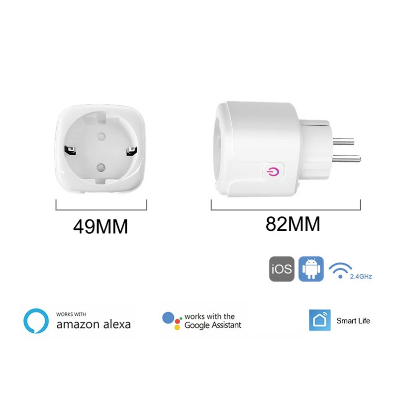 16A Tuya WIFI dugó Smart life Socket Outlet UK EU AU Brazília FR Israel IT Plug APP Remote Control Work for Alexa Google Assistant