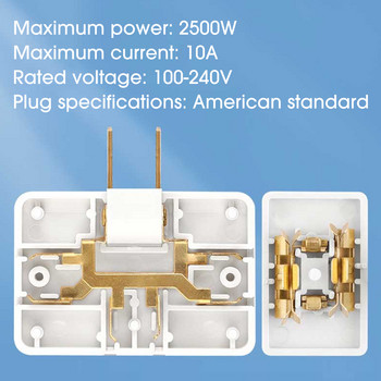 Американски щепсел 2500 W преносим въртящ се захранващ щепсел Адаптер Конвертор 180 градуса мулти-щепсел Ултратънък сгъваем щепсел за зарядно устройство