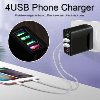 4 Multi-Port QC 3.0 Fast Quick Charge 4 USB Hub Стенен адаптер за зарядно устройство UK US EU Plug за iPhone Samsung с USB порт