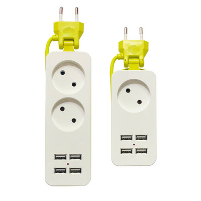 ES maitinimo juosta su 4 nešiojamaisiais USB ilgintuvais Europos kištukas 1,5 m kabelio maitinimo juostos kelioninis adapteris