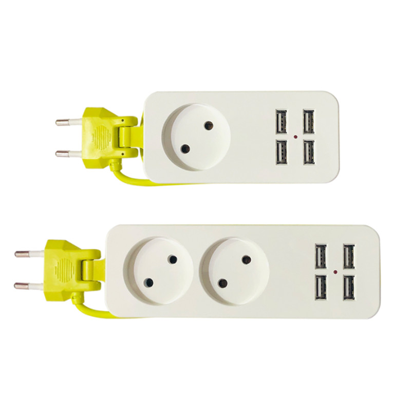ES barošanas sloksne ar 4 portatīvām USB pagarinātāju ligzdām Eiropas spraudnis 1,5 m kabeļa strāvas sloksnes ceļojuma adapteris