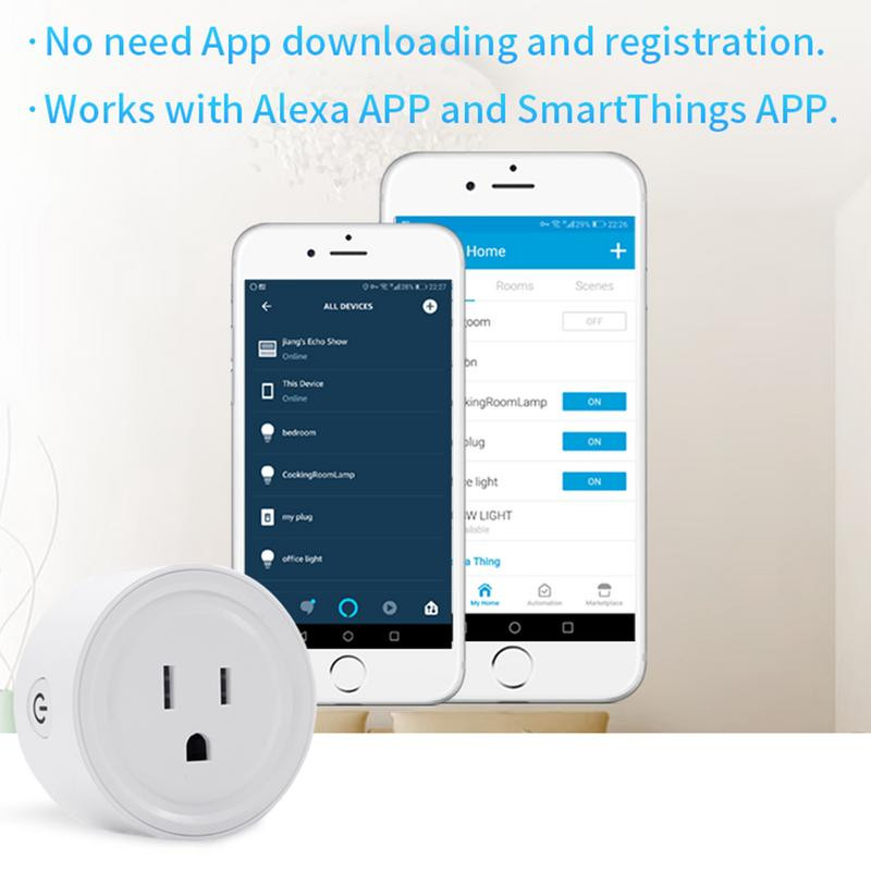 WiFi Smart Plug Mini 10A američka pametna utičnica s funkcijom praćenja vremena, daljinskim upravljanjem i glasom putem Ale-xa Google Home