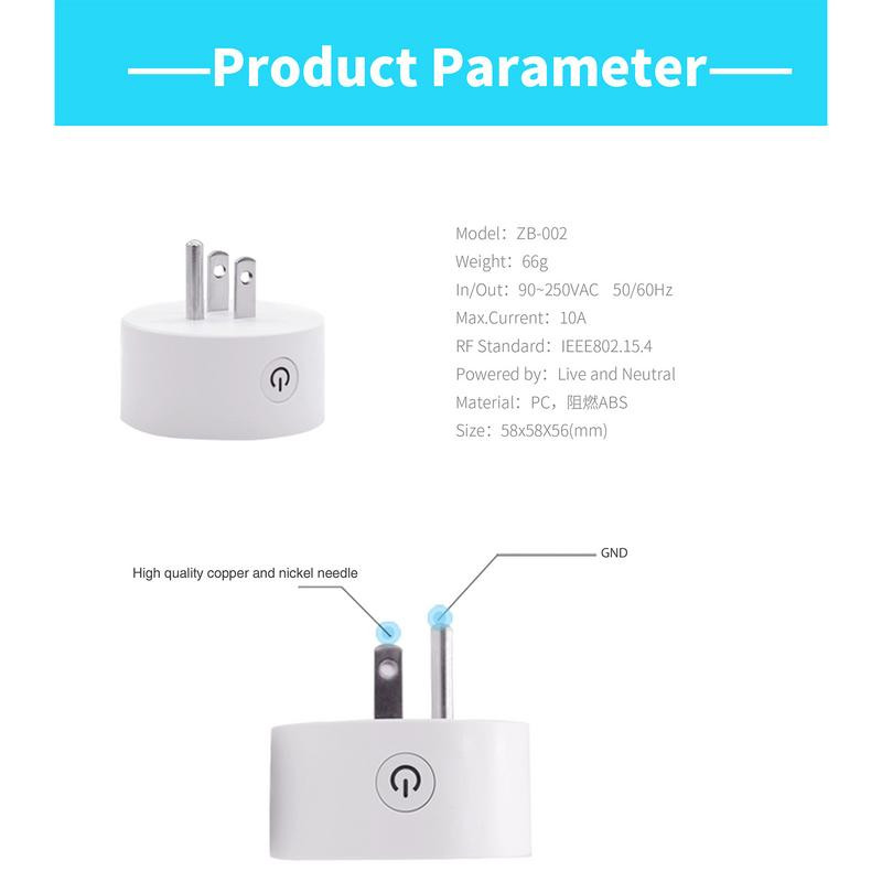 WiFi Smart Plug Mini 10A američka pametna utičnica s funkcijom praćenja vremena, daljinskim upravljanjem i glasom putem Ale-xa Google Home