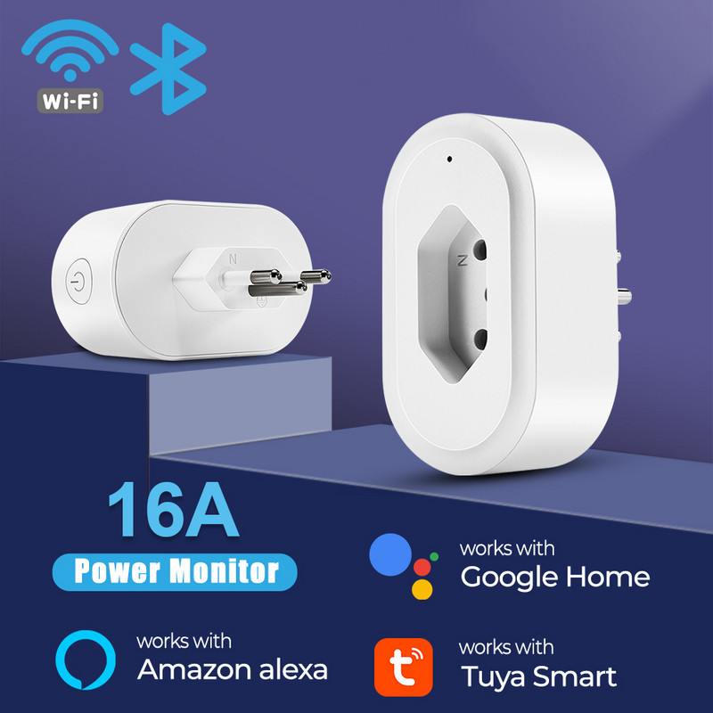WiFi pametni utikač 16A brazilska utičnica utičnica Tuya Smart Home za Alexa Google Assistant Glasovno upravljanje Monitor energije Vrijeme