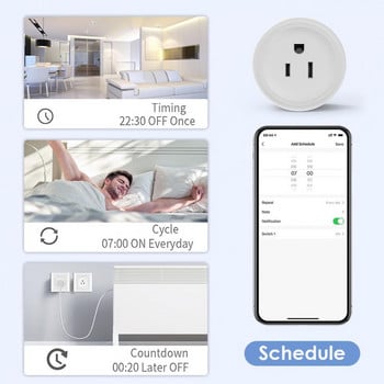 CORUI Tuya WiFi Smart Plug Outlet 10A US Standard Socket Smart Life Дистанционно управление Домакински уреди Работи с Alexa Google Home