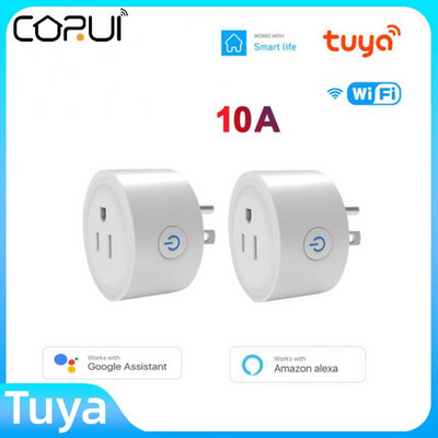 CORUI Tuya WiFi Smart Plug Outlet 10A US standartinis lizdas Smart Life nuotolinio valdymo namų prietaisai veikia su Alexa Google Home