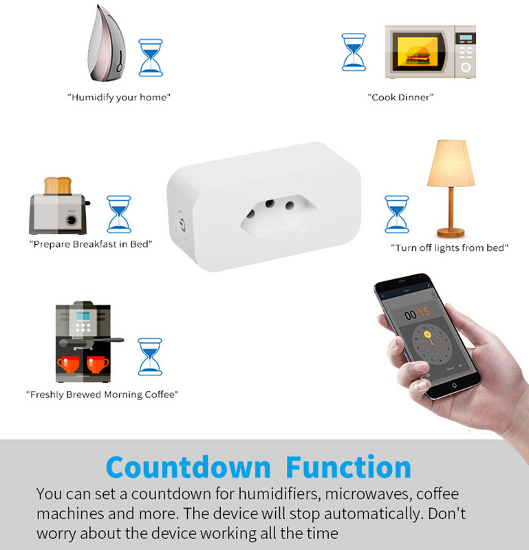WiFi Smart Plug 16A Brazilski utikač BR utičnica Utičnica Tuya APP Pametni dom za Alexa Google Voice Control Power Monitor Timing