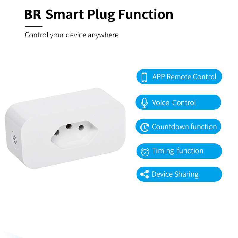 WiFi Smart Plug 16A Brazilski utikač BR utičnica Utičnica Tuya APP Pametni dom za Alexa Google Voice Control Power Monitor Timing