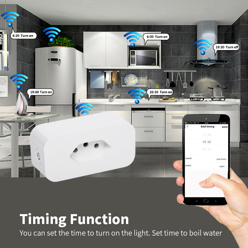 WiFi Smart Plug 16A Brazilski utikač BR utičnica Utičnica Tuya APP Pametni dom za Alexa Google Voice Control Power Monitor Timing