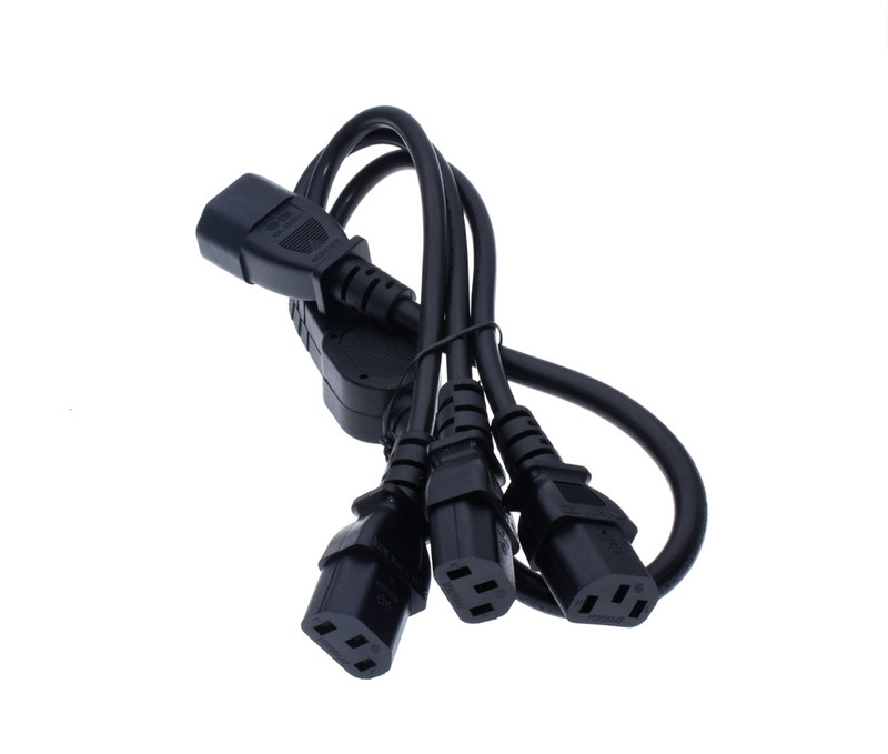 Cablu de alimentare IEC 320 C14 de înaltă calitate, mufă masculină la 3XC13 mamă Y cablu de alimentare splitter, C14 la 3 x C13, 250V/10A IEC 320 C de înaltă calitate