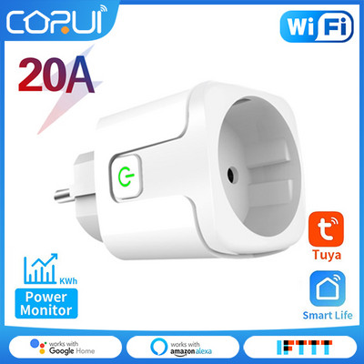 CoRui 20A EU Plug WIFI Bluetooth Wireless Remote Socket Smart