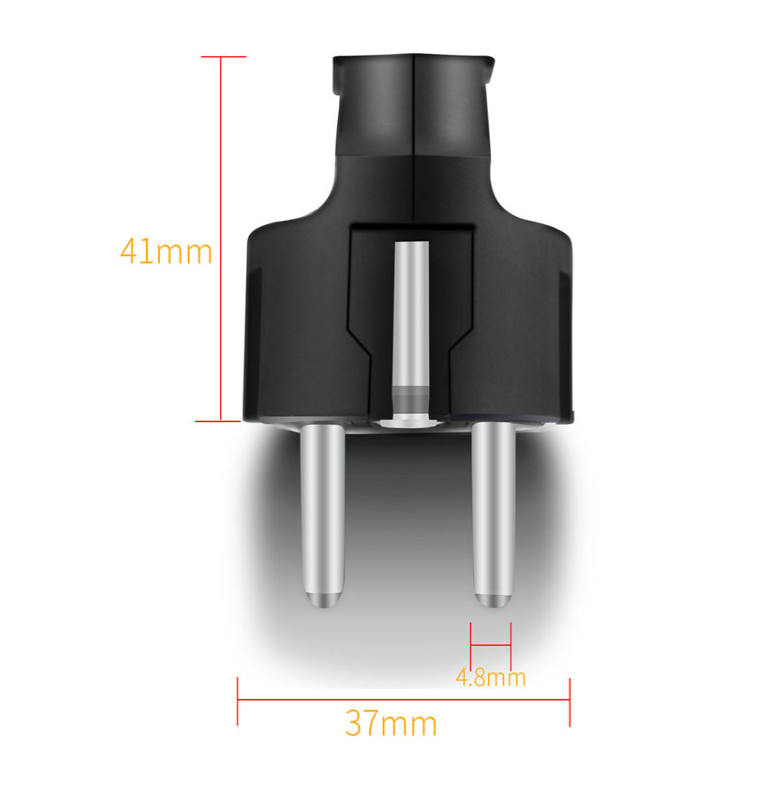 Fekete fehér 16A könyökföldelés EU kábelezés tápcsatlakozó német francia összeszerelés tápkábel csatlakozó dugó Oroszország levehető Schuko dugó