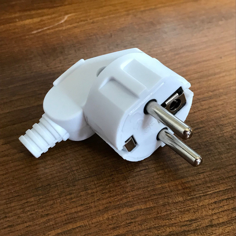 Fekete fehér 16A könyökföldelés EU kábelezés tápcsatlakozó német francia összeszerelés tápkábel csatlakozó dugó Oroszország levehető Schuko dugó