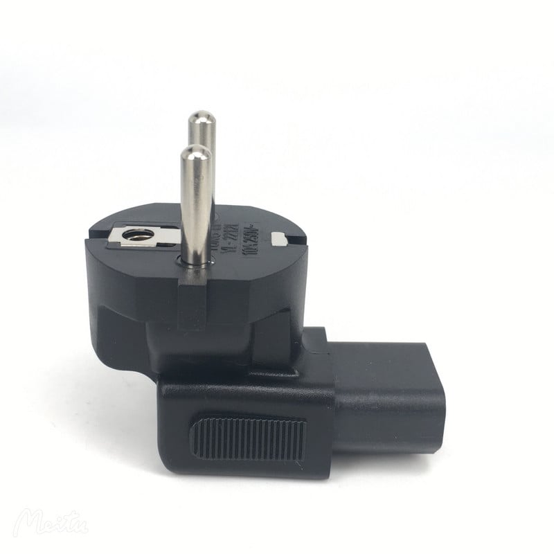 Adaptér pre konverziu zástrčky EU na C13 16A/250V, európska zástrčka, 2 piny, 4,8 mm zástrčka Schuko typu F, uzemňovací prevodník pre výmenu zástrčky.