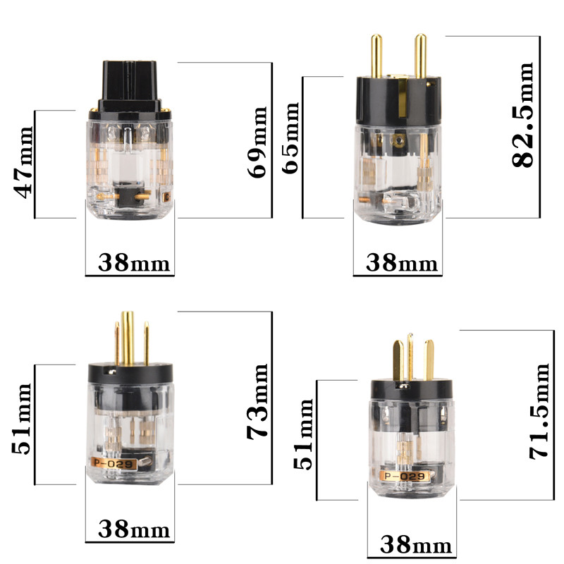 HIFIDIY EU/US/AU čisti bakar pozlaćeni repni utikač za napajanje za HIFI audio žicu za napajanje sivo plava/ljubičasta prozirnost