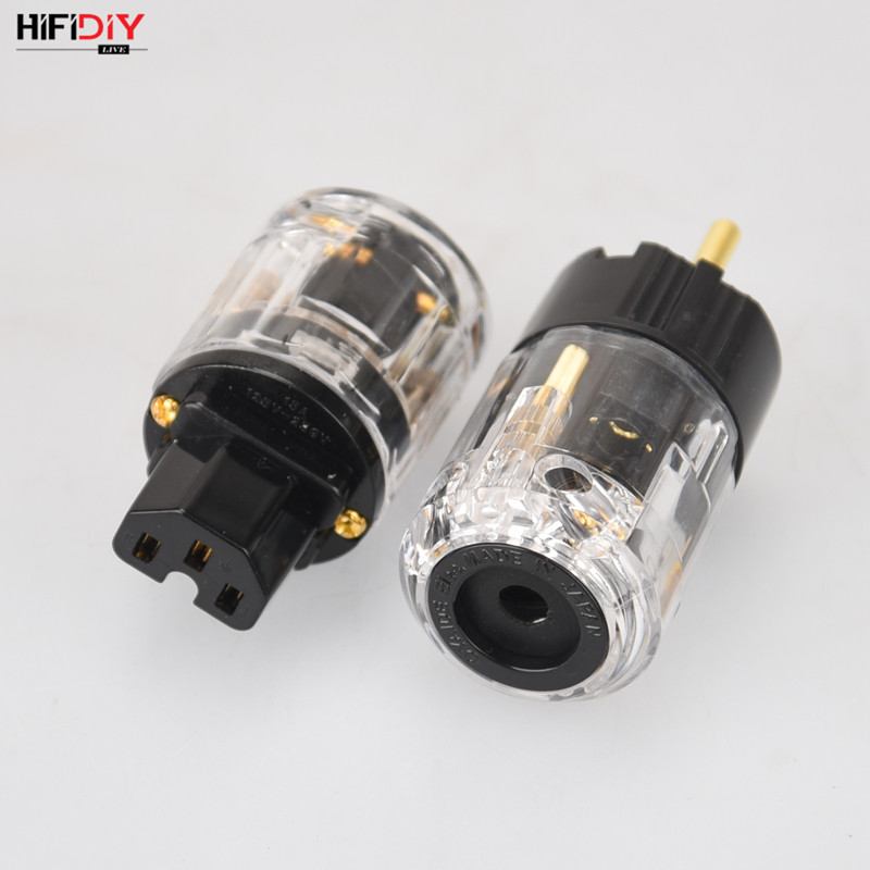 HIFIDIY EU/US/AU čisti bakar pozlaćeni repni utikač za napajanje za HIFI audio žicu za napajanje sivo plava/ljubičasta prozirnost