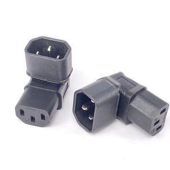 IEC 320 C13 към C14 AC Plug конвертор, C14 към C13 ъглов захранващ адаптер щепсел нагоре/надолу, 3-пинов женски към мъжки 10A 250V