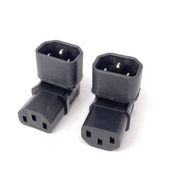 IEC 320 C13 към C14 AC Plug конвертор, C14 към C13 ъглов захранващ адаптер щепсел нагоре/надолу, 3-пинов женски към мъжки 10A 250V