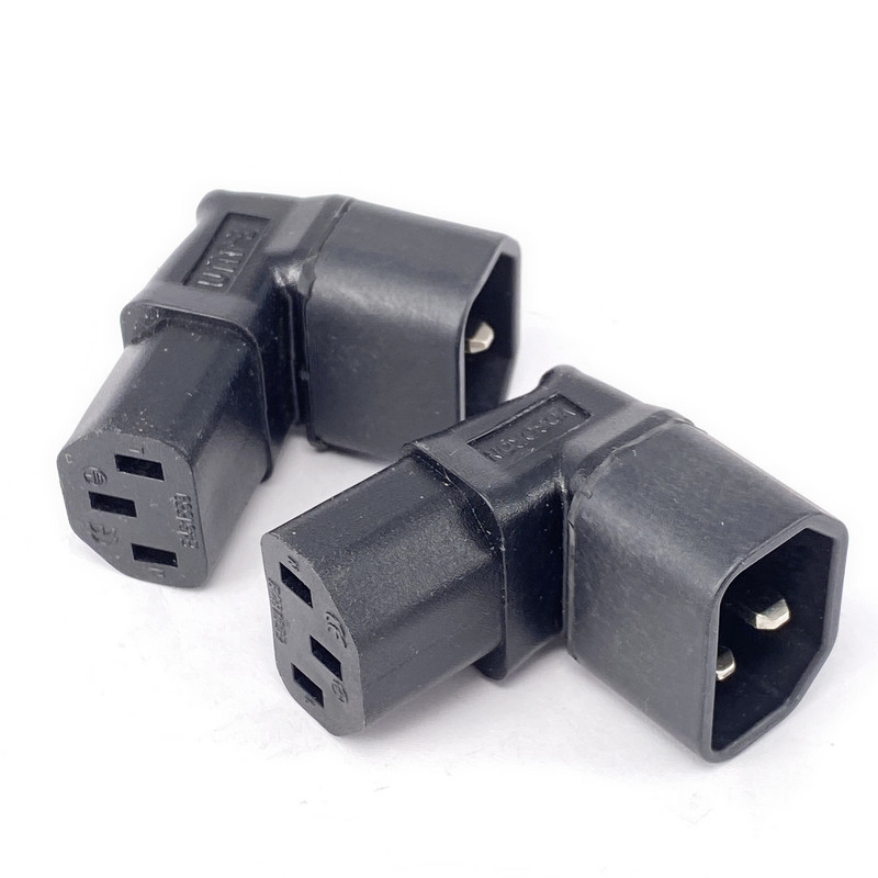 IEC 320 C13 u C14 pretvarač izmjenične utičnice, C14 u C13 kutni utikač adaptera za napajanje gore/dolje, 3 pina ženski na muški 10 A 250 V