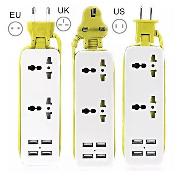 Щепсел гнездо USB станция за зареждане Изходи САЩ ЕС UK щепсел 1,5 м удължител Електрически преносим захранващ разклонител ЕС кабелна лента I1Q8