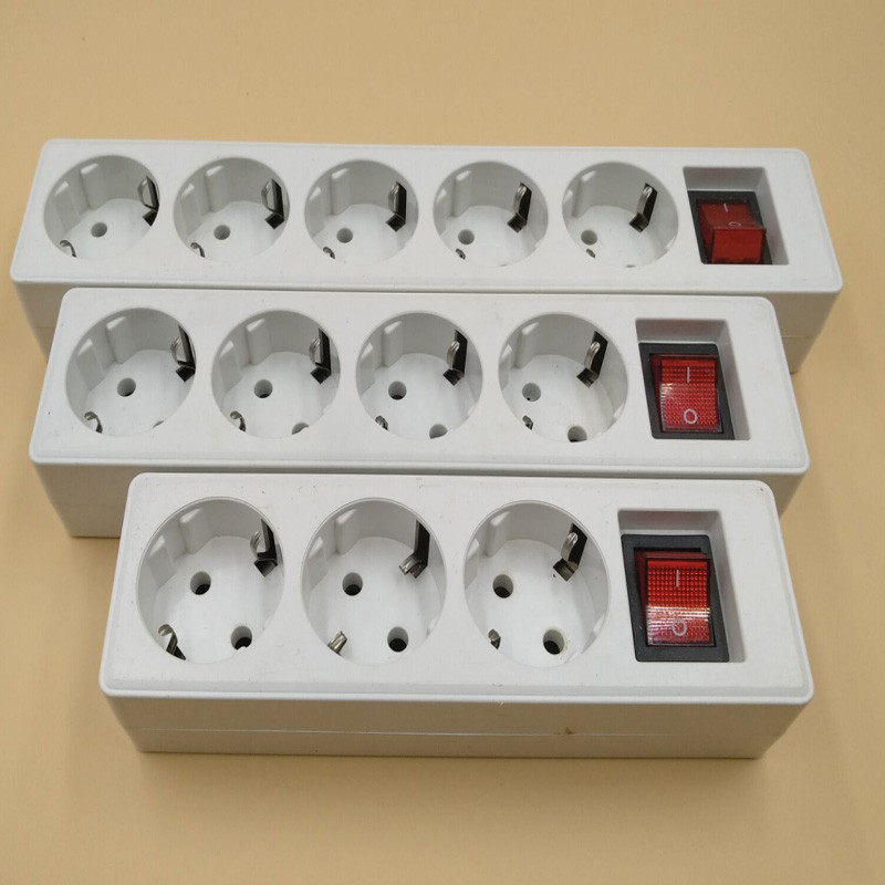 Többfunkciós fehér európai 250V 10A 3/4/5 Jack német Oroszország Korea tápszalag EU hosszabbító kimenet kapcsoló aljzat