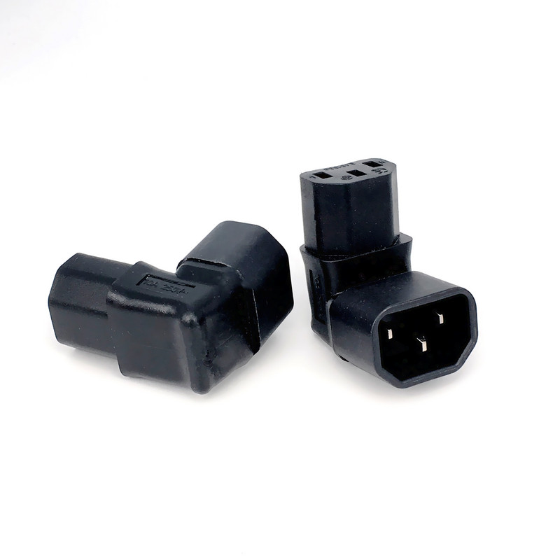 Visokokvalitetni IEC 320 C14 muški na C13 ženski adapter od 10 A za LCD LED zidni televizor IEC320-C14 na C13 2500 W dolje GORE 90 kut