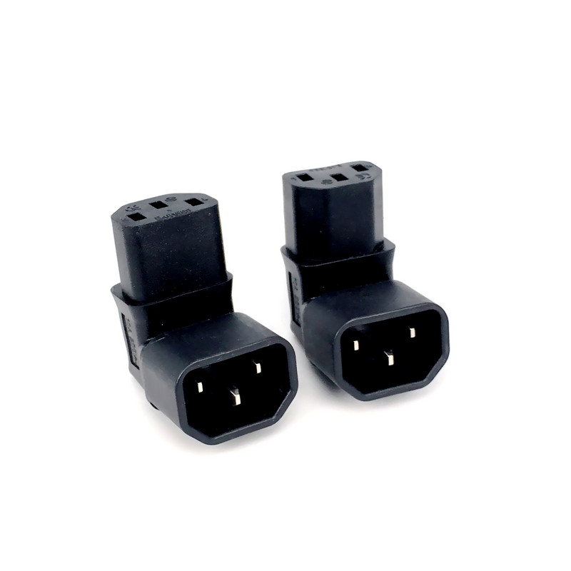 Visokokvalitetni IEC 320 C14 muški na C13 ženski adapter od 10 A za LCD LED zidni televizor IEC320-C14 na C13 2500 W dolje GORE 90 kut