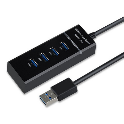 Naujas 1–4 USB HUB 3.0 didelės spartos 5 Gbps 4 prievadų HUB plėstuvas USB kompiuterio skirstytuvas su 0,3 m kabeliu juodai baltas
