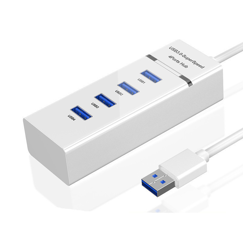 Új 1-4 USB HUB 3.0 nagy sebességű, 5 Gbps 4 portos HUB bővítő USB számítógép-elosztó 0,3 m-es kábellel, fekete fehér