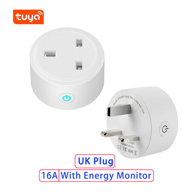 Tuya Smart Plug EU/US/UK/BR 16A WiFi aljzat teljesítményfigyelő funkcióval. Alkalmazás távoli időzítő aljzat működik az Alexa Google Home szolgáltatással