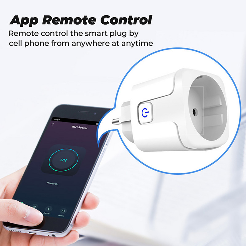 Tuya Smart Plug EU/US/UK/BR 16A WiFi aljzat teljesítményfigyelő funkcióval. Alkalmazás távoli időzítő aljzat működik az Alexa Google Home szolgáltatással
