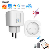 Smart Plug WiFi ligzda EU Smart Socket Barošanas kontaktligzda Strāvas monitora tālvadības pults darbojas ar Alaxa Google mājas atpakaļskaitīšanas funkciju