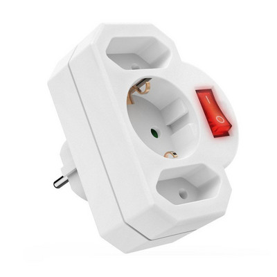 Europsko uzemljenje 1 do 3 EU Schuko Adapter utičnice Njemačka Francuska Zidna produžna utičnica Pretvarač utičnica s prekidačem 16A