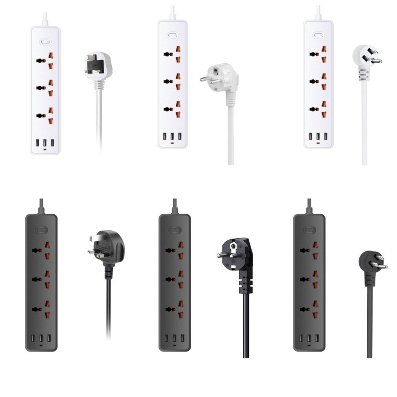 Πολύπριζο, Προστατευτικό υπέρτασης με 3 τεμάχια ευρείες πρίζες και 3x θύρες USB για φορητό υπολογιστή tablet τηλεφώνου Πολλαπλές συσκευές H8WD