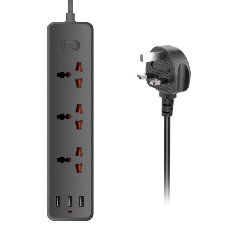 Πολύπριζο, Προστατευτικό υπέρτασης με 3 τεμάχια ευρείες πρίζες και 3x θύρες USB για φορητό υπολογιστή tablet τηλεφώνου Πολλαπλές συσκευές H8WD