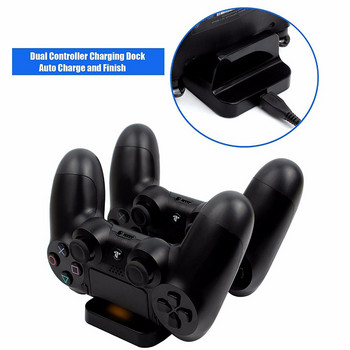 για PlayStation 4 Ασύρματα χειριστήρια PS4 USB Βάση βάσης γρήγορης φόρτισης 2 σε 1 Mini Dual Console Charging Dock Station