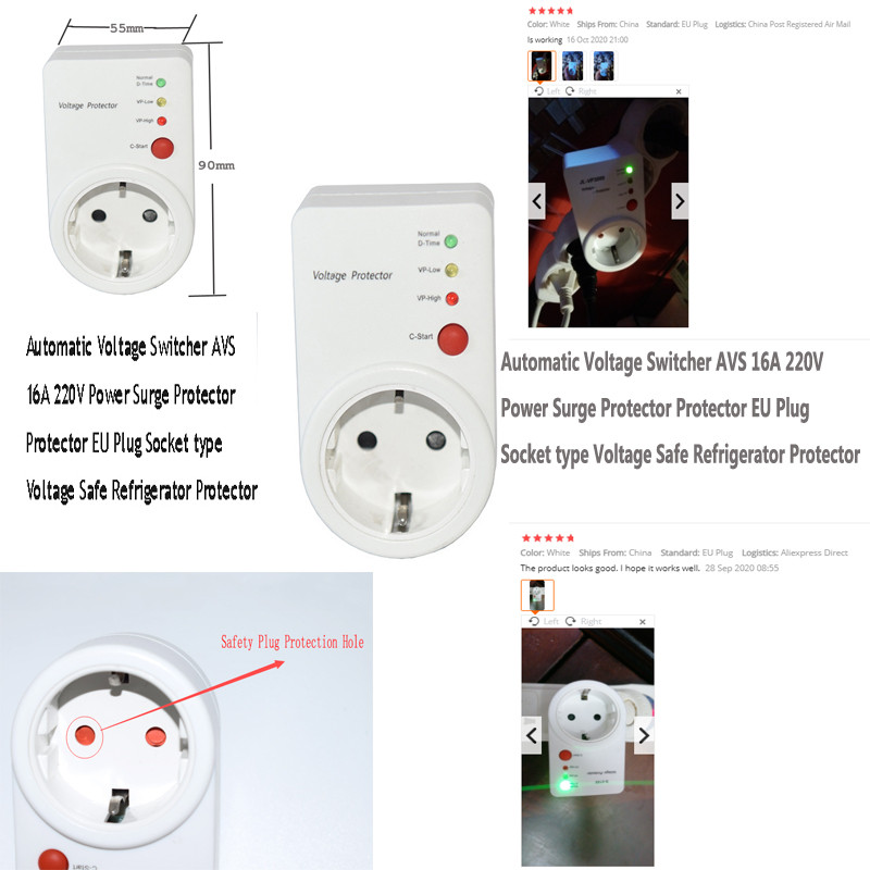 Automatski prekidač napona AVS 16A 220V Zaštita od prenapona Zaštita za EU utičnicu Zaštita za hladnjak Zaštita od napona