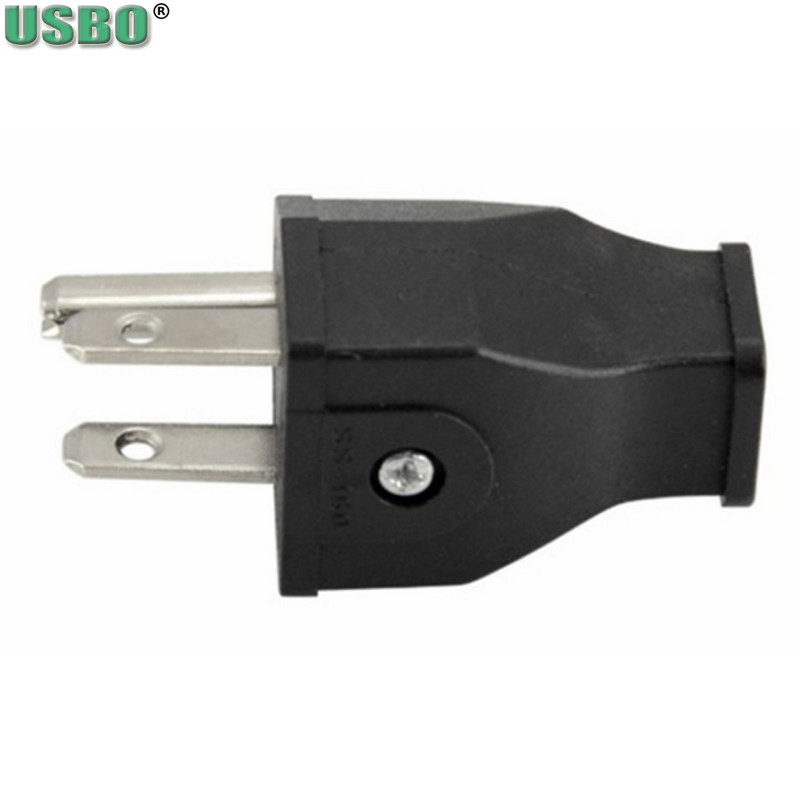 2PCS veleprodajni crni bakreni američki 3 pinski utikač Elcectrical AC 125V 15A američki električni kabel odvojiva industrijska utičnica