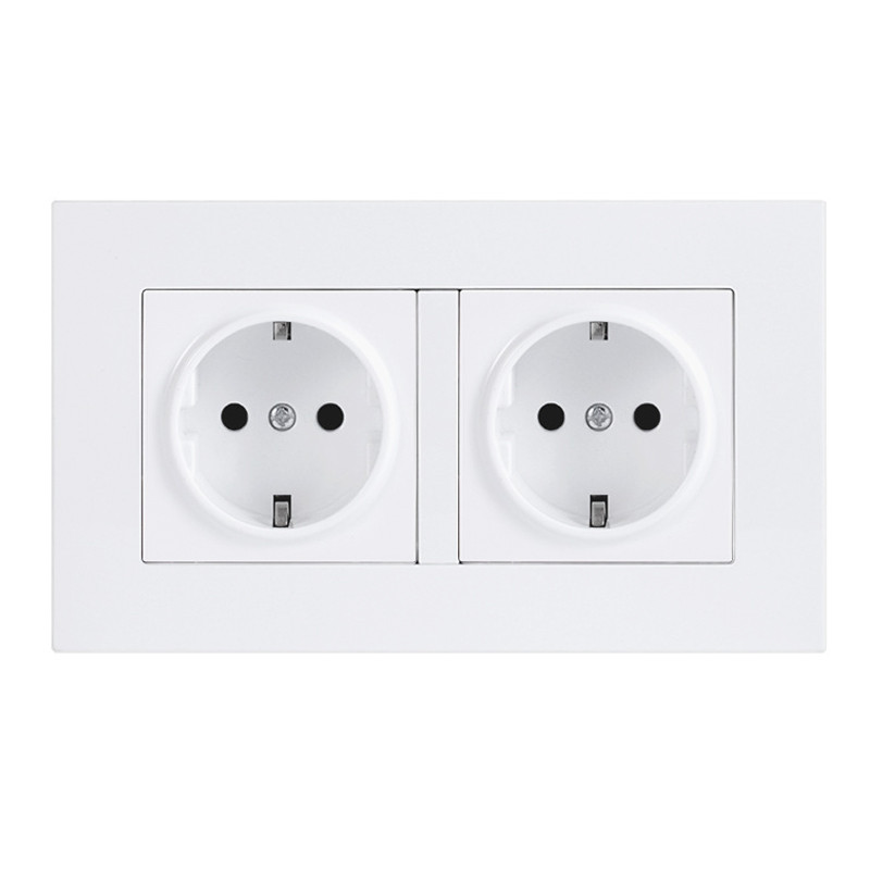 EU 2 portos elektromos DE aljzat két USB Type-C töltő akkumulátor 146x86 mm fali panel előlap Európához Franciaország otthoni aljzat fedele