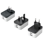 Univerzális EU US UK 2 USB Travel Plug Táptöltő Átalakító Aljzat Amerika Nagy-Britannia Európai Többfunkciós dugós adapter 5V 1A
