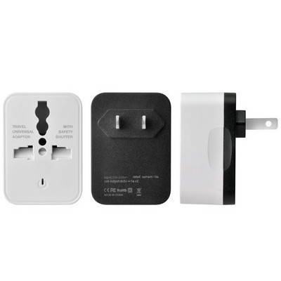 Univerzális EU US UK 2 USB Travel Plug Táptöltő Átalakító Aljzat Amerika Nagy-Britannia Európai Többfunkciós dugós adapter 5V 1A