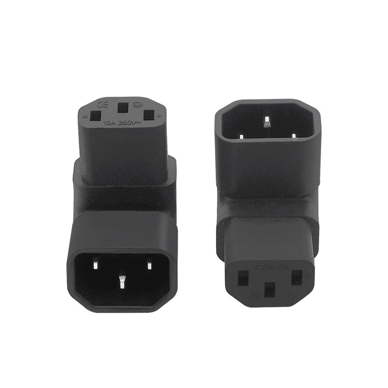 IEC 320 C14 na C13 AC adapter IEC 320 3 pinski muški na ženski proširenje 90 stupnjeva dolje gore lijevo desno ravno kut AC pretvarač