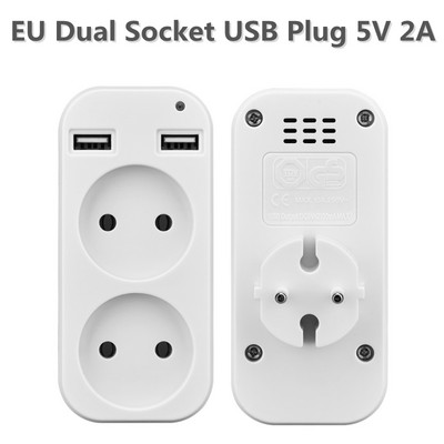 Стенен USB адаптер с двоен контакт в европейски стил Двоен изходен контакт за зареждане на телефон Двоен USB порт 5V 2A Electrique Outlet
