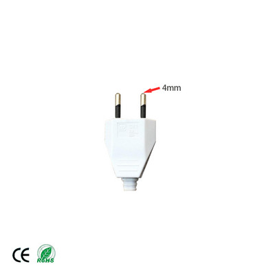 4,0 mm-es EU dugós csatlakozó dugó VDE tápkábel csatlakozó dugó Europ EU dugó lámpatest 2 magos csatlakozó