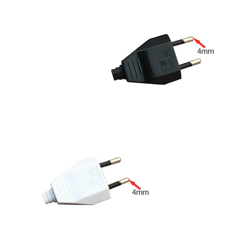 4,0 mm-es EU dugós csatlakozó dugó VDE tápkábel csatlakozó dugó Europ EU dugó lámpatest 2 magos csatlakozó
