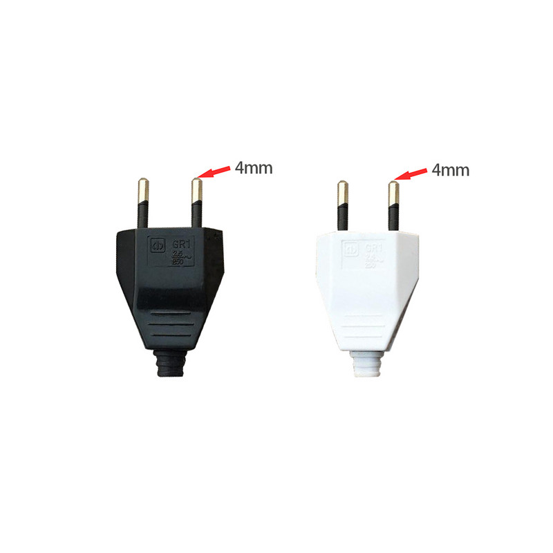 4,0 mm-es EU dugós csatlakozó dugó VDE tápkábel csatlakozó dugó Europ EU dugó lámpatest 2 magos csatlakozó
