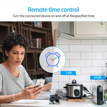 Таймер за безжичен дистанционен контакт Tuya Wifi 20a 16a Eu Plug Гласово управление Интелигентни контакти Поддържа Alexa Google Home Eu Plug Smart Life