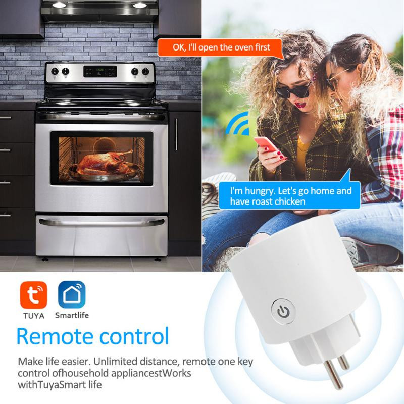 Bezvadu tālvadības ligzdas taimeris Tuya Wifi 20a 16a Eu Plug Balss vadība Viedās ligzdas Atbalsta Alexa Google Home Eu Plug Smart Life